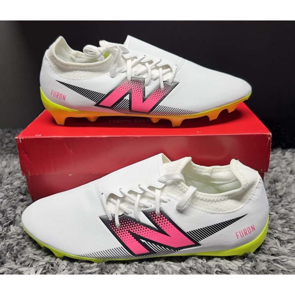 New Balance Soccer Cleats Shoes Mens Size 12 White Neon Furon Dispatch FG V7